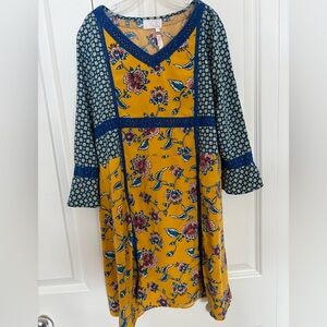 Matilda Jane Size 16 Flower Power Dress Choose your own path Gold Floral dress